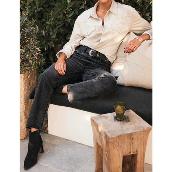 Pistola Ally High Rise Vintage Distressed Denim Ankle Boot Jeans Black 31 / 12 - Picture 2 of 6